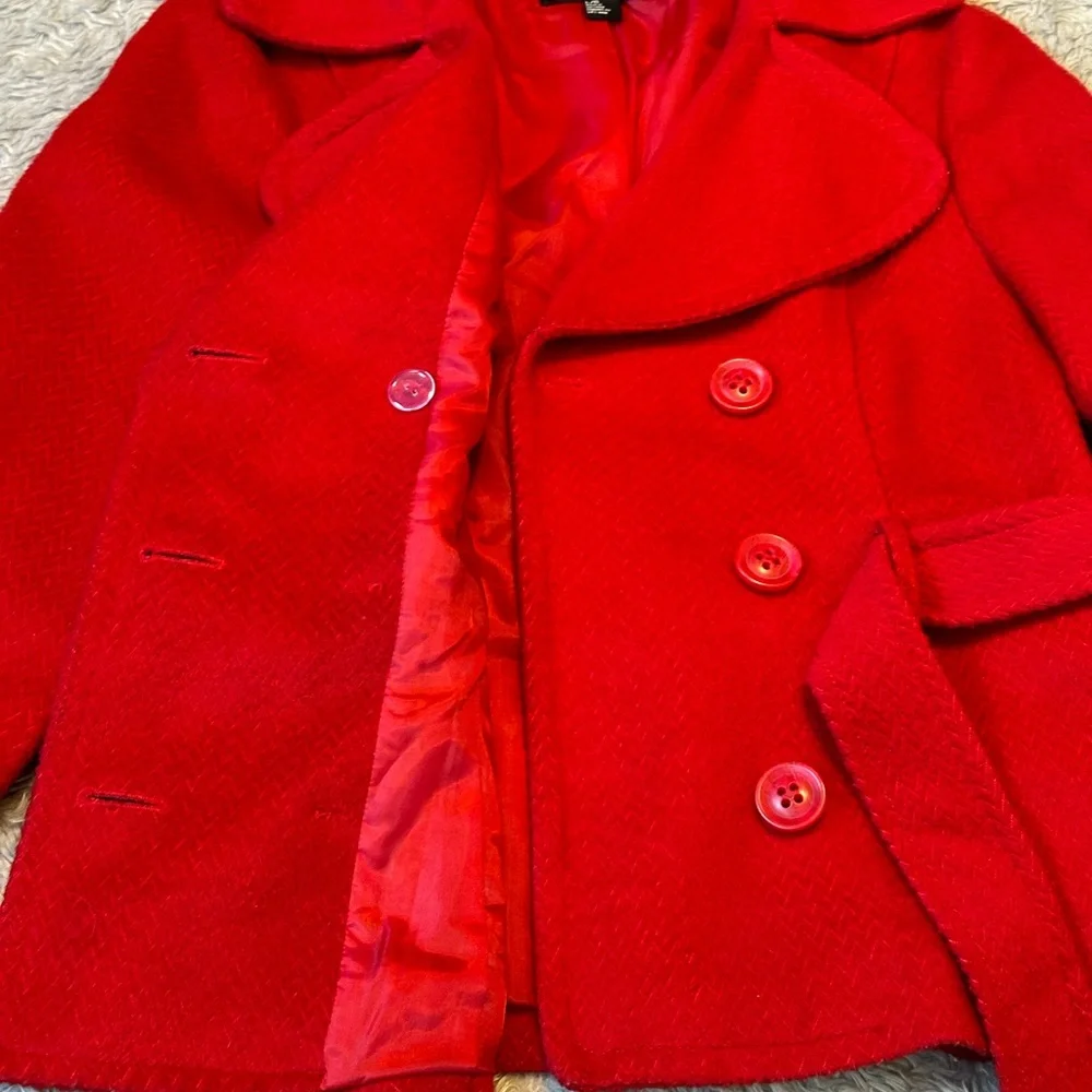 Cute Red Pea coat, Size Large, Forever 21 - Picture 5 of 8